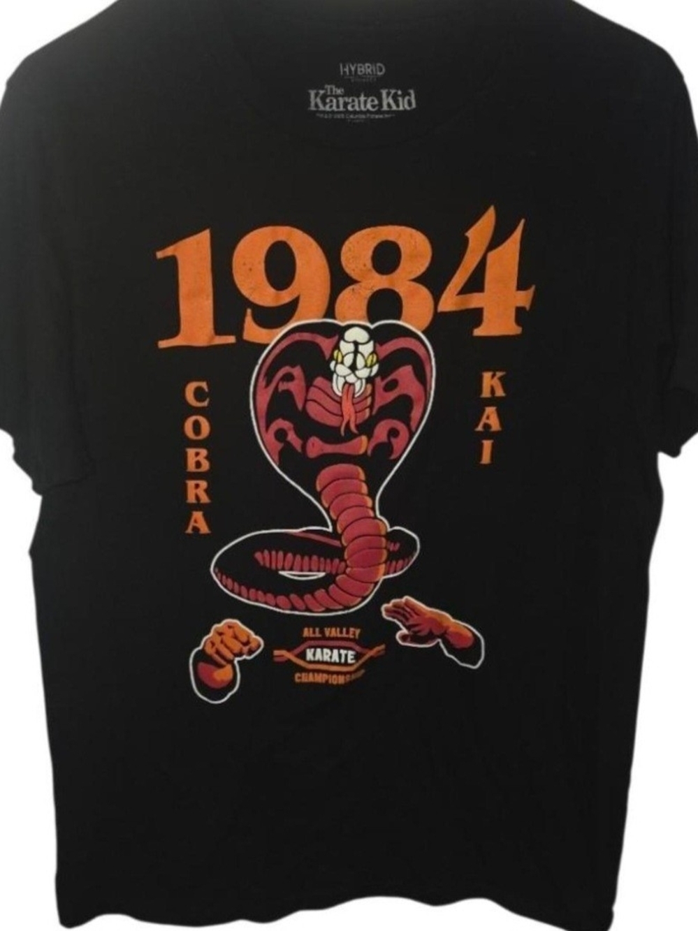Hybrid Apparel Cobra Kai 1984 Graphic Tee - Black with Orange & Red